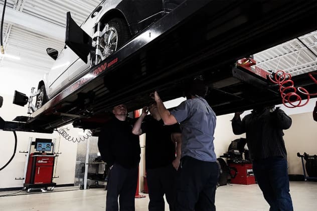 TideWater Tech students working on a car